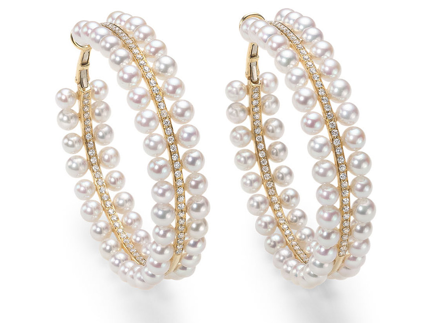 Assael Contemporary Pearl Hoop Earrings