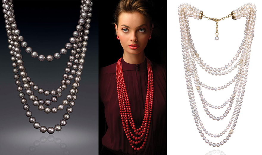 Assael Multi-Strand Pearl and Coral Necklaces