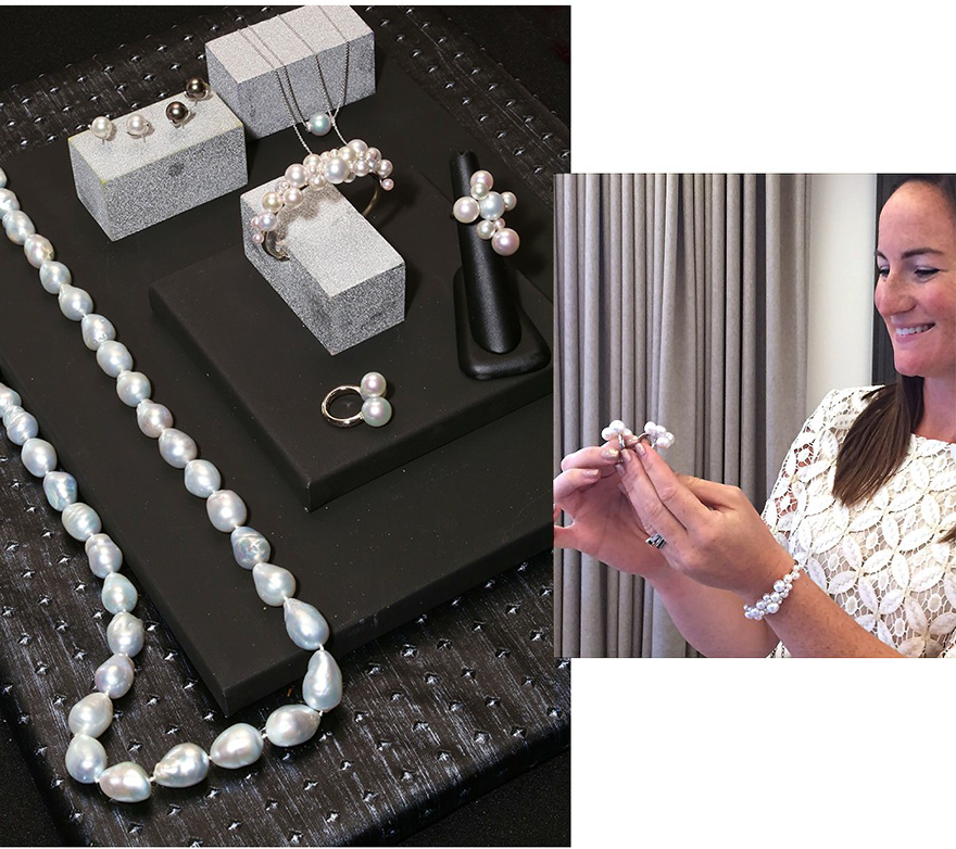 Amanda Gizzi, trend tracker for the Jewelry Information Center could not decide which of the Bubbles rings she loved most. Pearls and coral held court at the Jewelers of America Annual Press Review 2017