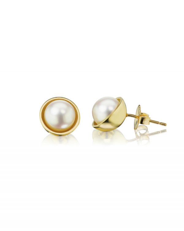 Geometrix Collection Akoya Pearl “Hemisphere” Earrings