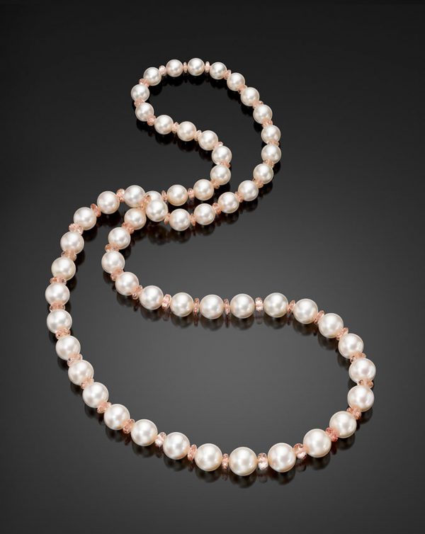 Akoya Cultured Pearls, approximately ?? X ??mm, with 18K White Gold Bublina clasp and 1.23 carats of Diamonds.