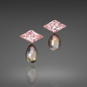 Tahitian Pearl and Morganite Drop Earrings
