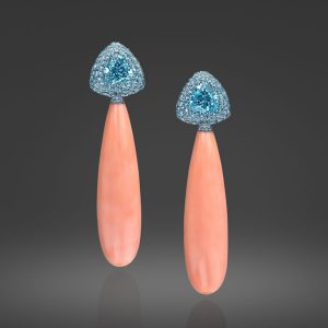 Angel Skin Coral And Aquamarine Drop Earrings