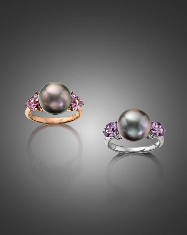 Tahitian Pearl and Purple Spinel Ring