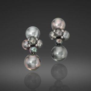 Tahitian Pearl and Diamond Bubble Earrings