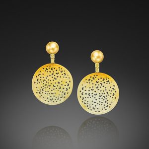 Golden South Sea Pearl, Yellow Diamond and Golden Jadeite Earrings