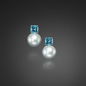 South Sea Pearl and Aquamarine Earrings