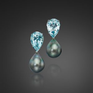Tahitian Drop Pearls with detachable pear-shaped aquamarines
