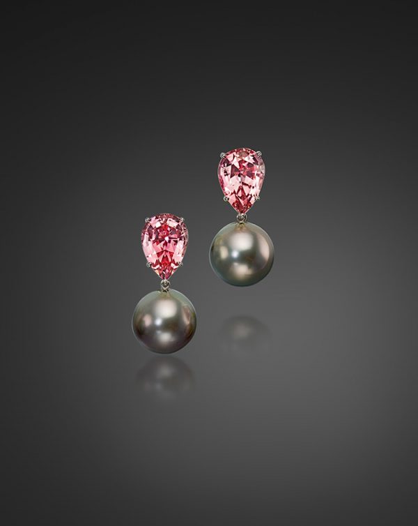 Pair of Tahitian Pearls with detachable Pearl-Shaped Tourmalines