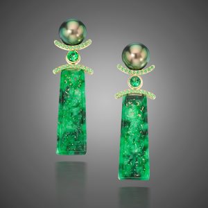 Tahitian Green Jade Square Earrings