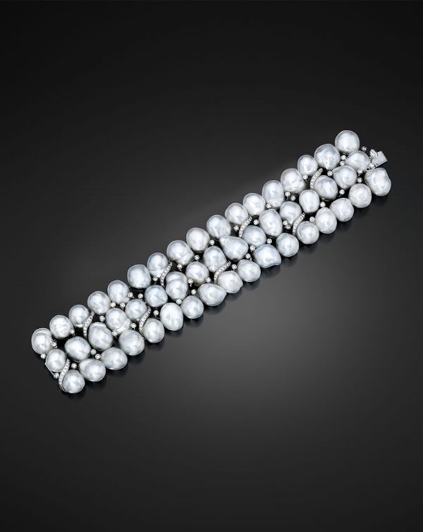 “Aurora” South Sea Pearl And Diamond Bracelet
