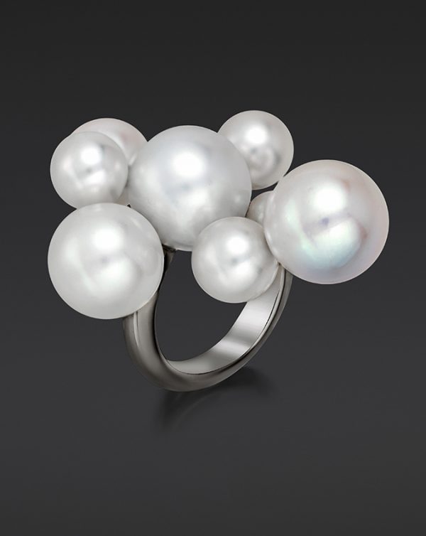 Large Bubble South Sea and Akoya Pearl Ring by Sean Gilson for Assael
