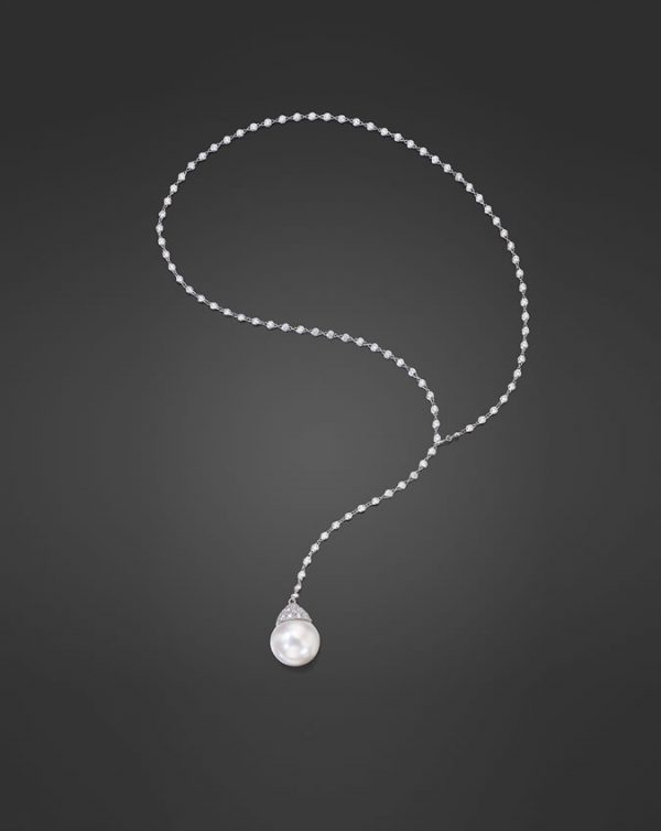 South Sea Pearl and Diamond Lariat Necklace