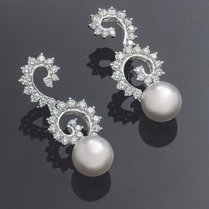 Designer Angela Cummings Diamond Dangling Swirl Earrings