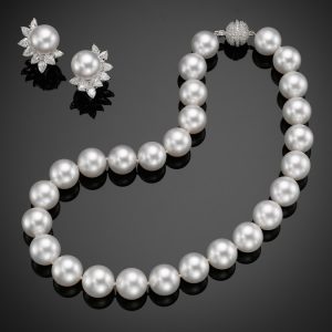 Classic South Sea Pearl Earrings And Necklace