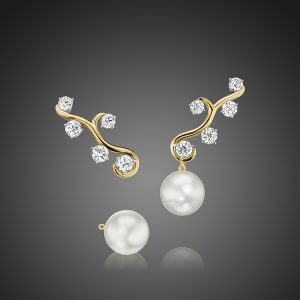 Diamond and Detachable Round South Sea Pearl Earrings