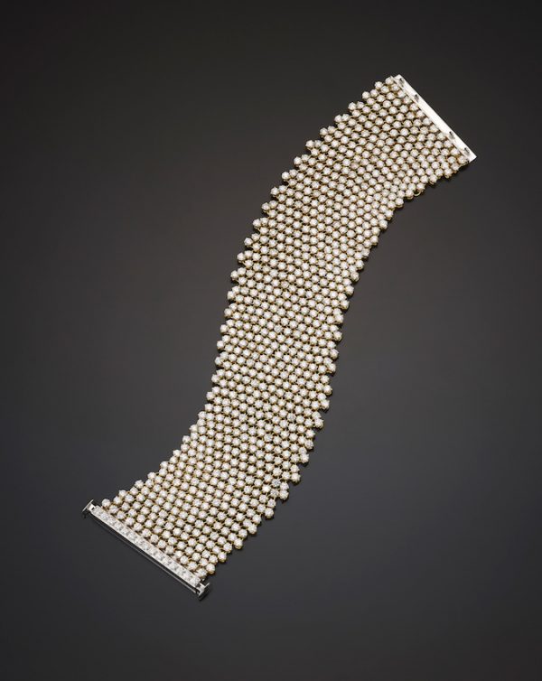 Pearl And Diamond Tissue Bracelet