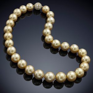 Classic Golden South Sea Pearl Necklace, 12.2 – 15.3mm