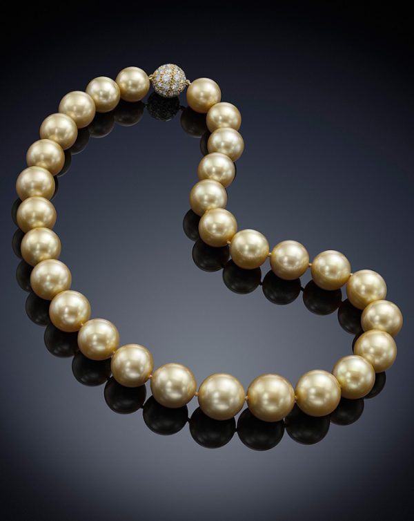 Classic Golden South Sea Pearl Necklace, 12.2 – 15.3mm