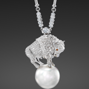 Assael pave diamond bison with south sea pearl