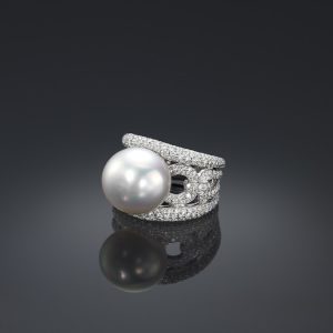 Assael south sea cultured pearl and diamond pave ring