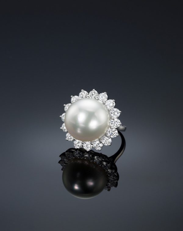 Classic South Sea Pearl And Diamond Platinum Ring