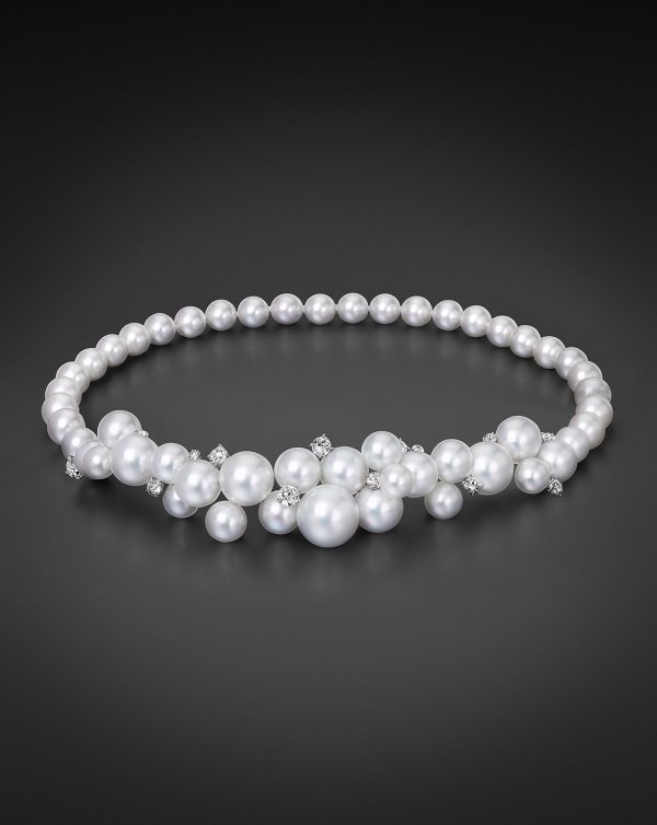 South Sea Pearl & Diamond Bubble Necklace Tiara by Sean Gilson for Assael
