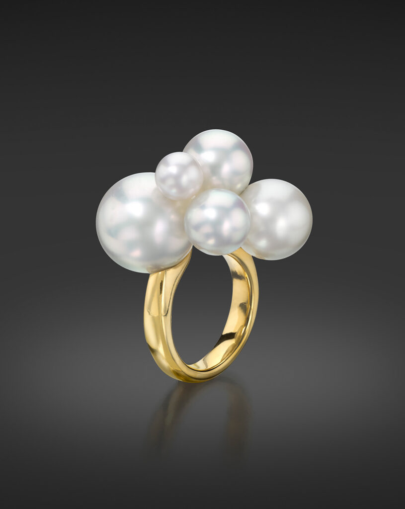 Multi-Bubble South Sea and Akoya Pearl Ring by Sean Gilson for