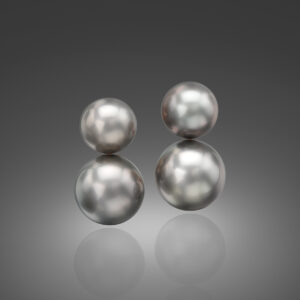 "Double Trouble" Tahitian Pearl Earrings in Platinum