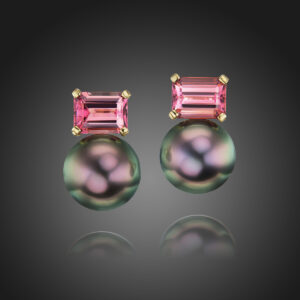 Tahitian Pearl and Pink Tourmaline Earrings