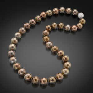 Fiji Pearl Necklace with Diamond Clasp, 17.75"