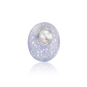 South Sea Pearl Earrings with Lavender Jadeite Jackets