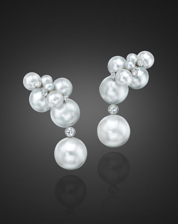 Pearl and Diamond Bubble Earrings by Sean Gilson for Assael