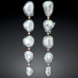 long keshi south sea pearl earrings with diamonds