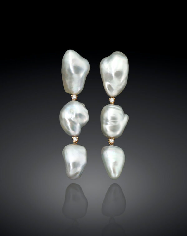 Assael Keshi Pearl earrings with diamonds