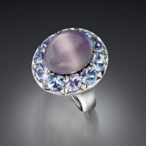 Natural Purple Clam Pearl and Lavender Spinel Ring