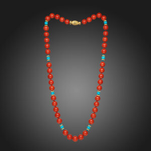 Assael Sardinian Coral and Turquoise Necklace