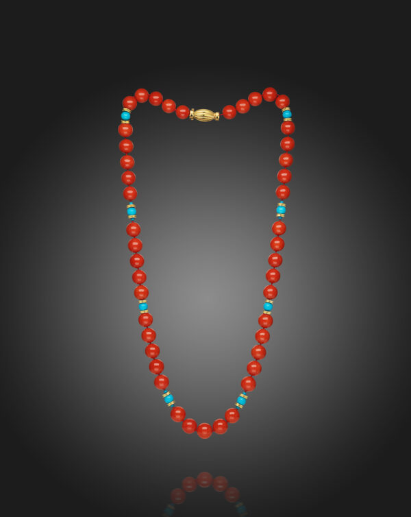Assael Sardinian Coral and Turquoise Necklace