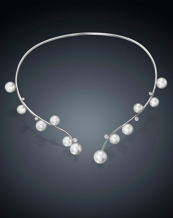 Assael’s South Sea Pearl and Diamond Floating Bubble Collar Necklace