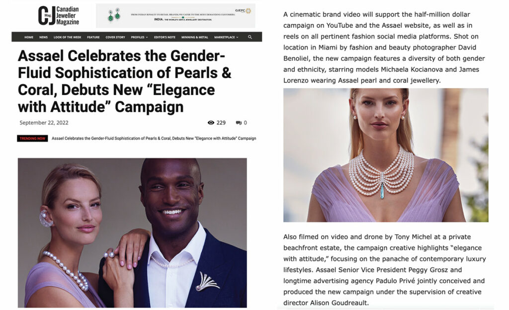 Assael’s New Campaign, Elegance With Attitude, Is Featured In The Online Article By Canadian Jeweller