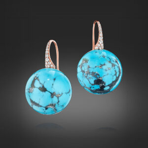 The sophisticated Earrings with Natural Turquoise from Arizona feature exotic Black Veining.