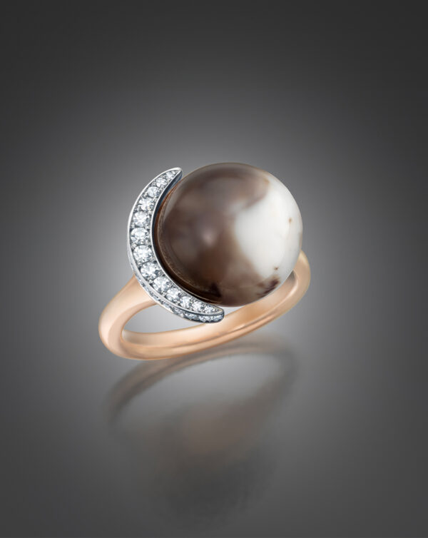 Cassis natural pearl and diamond ring