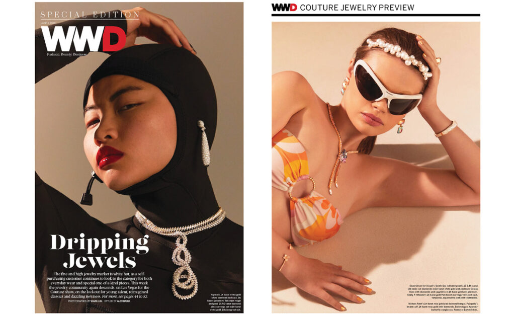 Sean Gilson for Assael’s South Sea cultured pearls featured in WWD Magazine