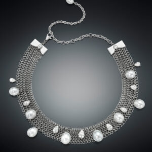 8 South Sea Cultured Pearl Drops and 10 Pear-Shape Diamonds chocker