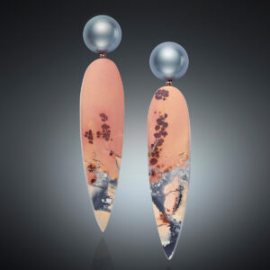 Tahitian pearl and maligano jasper earrings