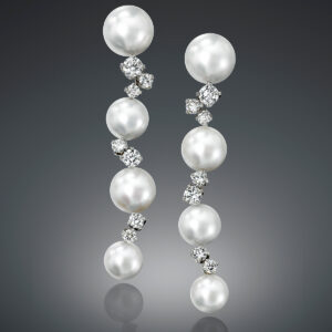 "Rivière" South Sea pearl and diamond earrings by sean gilson for assael
