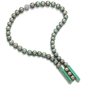 Assael Tahitian pearl and green tourmaline necklace