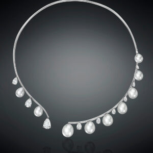 Cascade floating pearl and diamond necklace by Sean Gilson for Assael