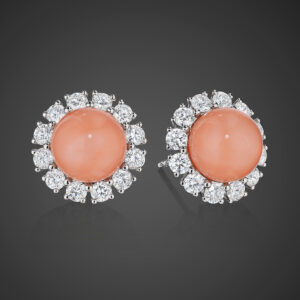 Assael Angel Skin Coral and Diamond Halo Earrings