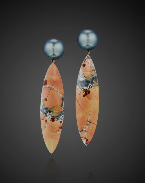Maligano Jasper and Tahitian Pearl earrings